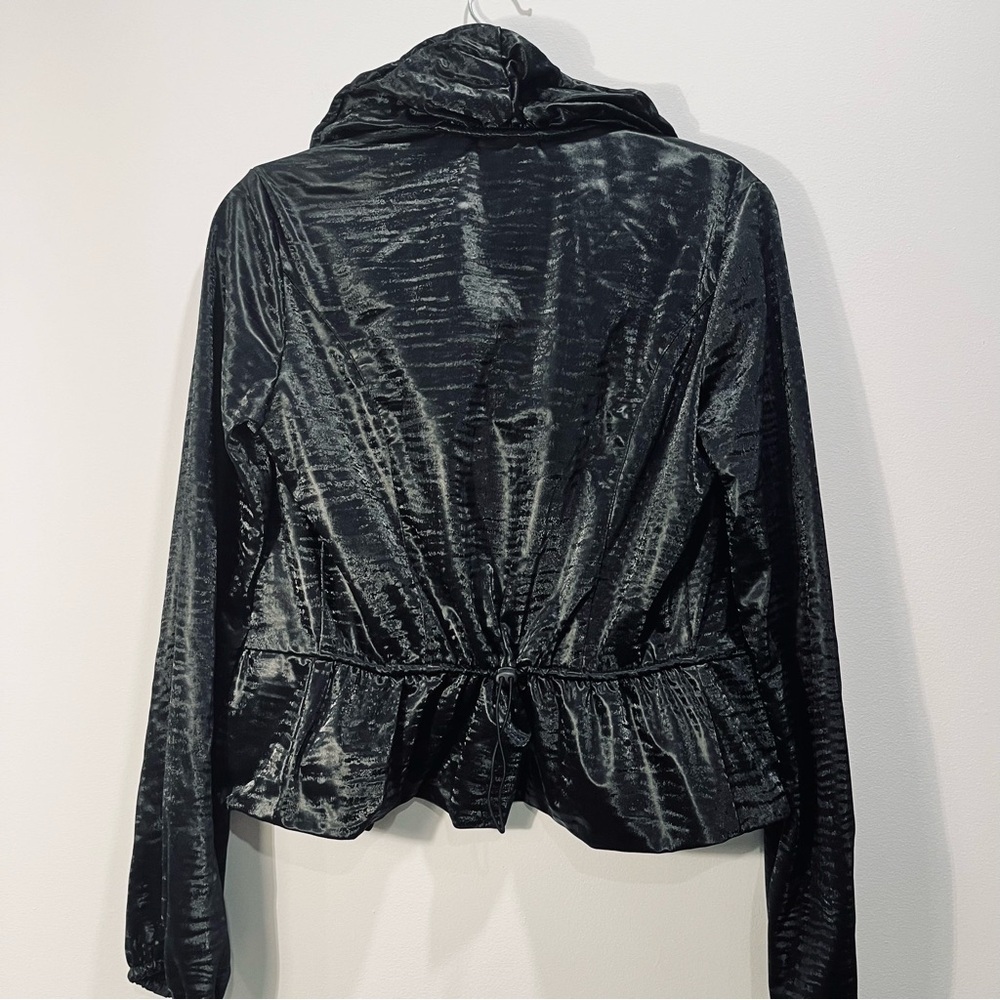 Joseph Ribkoff Vintage Black Snap Front Peplum Moto Metallic Jacket Blazer sz 6 - Picture 10 of 15
